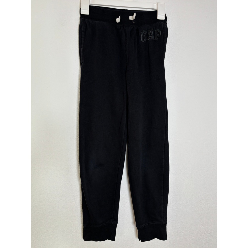 Gap Kids Boys XL 12 Black Fleece Joggers Sweatpants Logo Drawstring Athletic